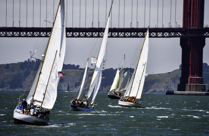 The fog was backing off as the fleet was gathering off the Cityfront starting line. 