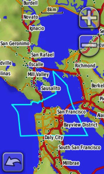 A map showing the City of San Francisco and the water portion of its jurisdiction - which includes Red Rock.