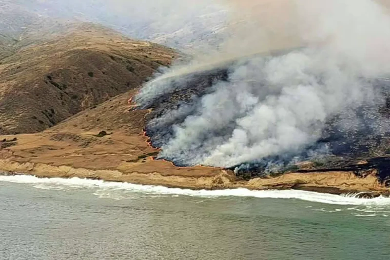 Gale-force winds helped a wildfire spread quickly across Santa Rosa Island, destroying two historic