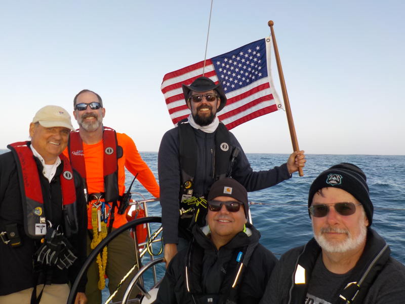 The Group Nautique crew (L to R)Arnstein Mustad, Ryan Hopkins, Amando Miller, Garry Burns, Robert L. Schneiderjohn is ready to teach and welcome new club members to the base in Point Richmond.