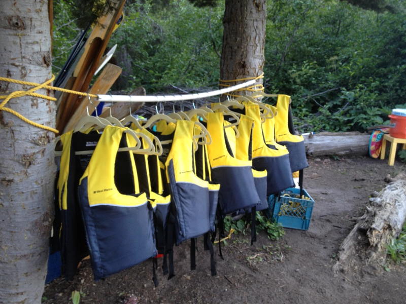 The West Marine life jackets ready for use at Camp Cody.