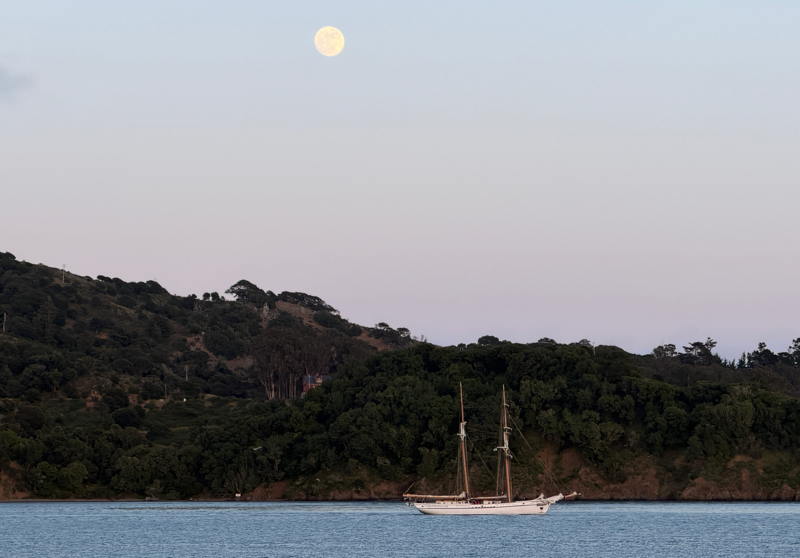 The Matthew Turner heads home after a sail on a full, blue moon weekend.