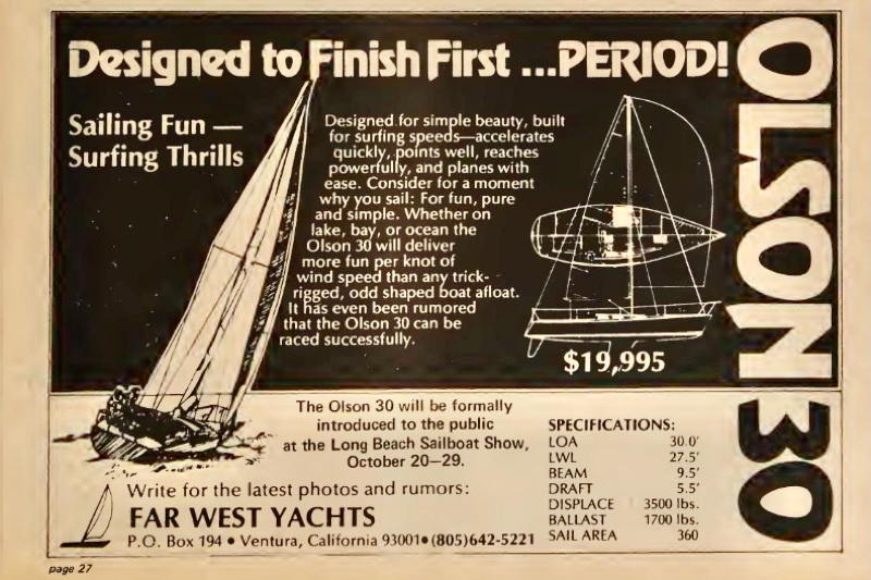 The ad says it, "Consider for a moment why you sail: For fun, pure and simple."