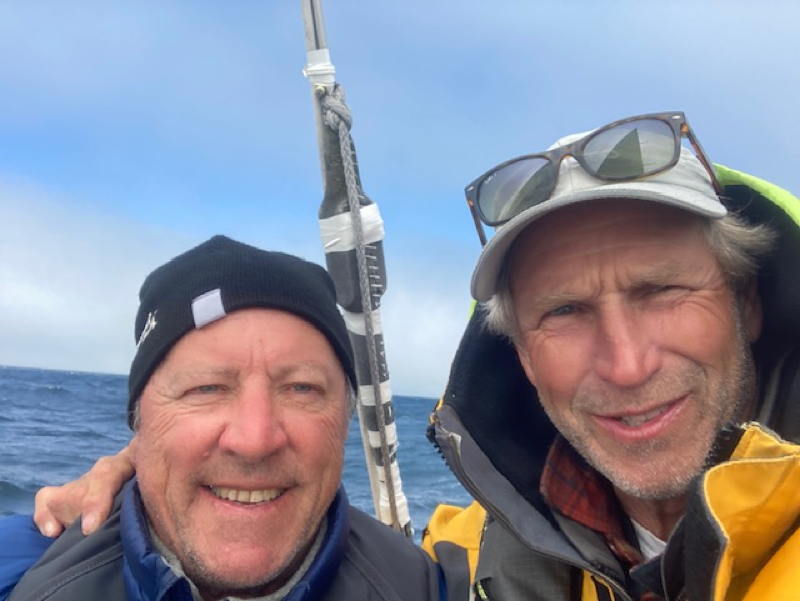 Max and Rob sailing in late June on Rob's boat in the Pacific Northwest.