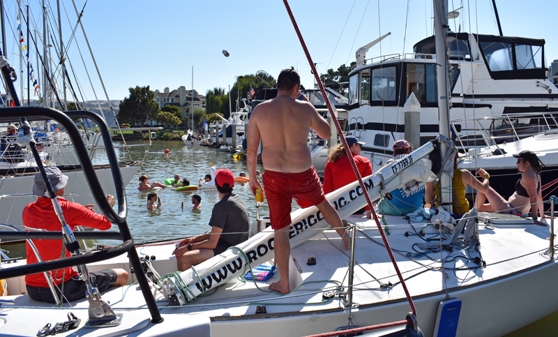 People in the water at Benicia Marina