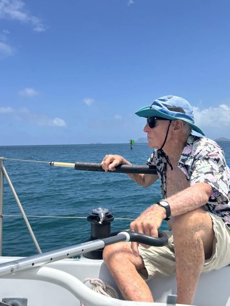 Commodore Tompkins looks at the horizon as he and the Flashgirl crew start the voyage back to San Francisco.
