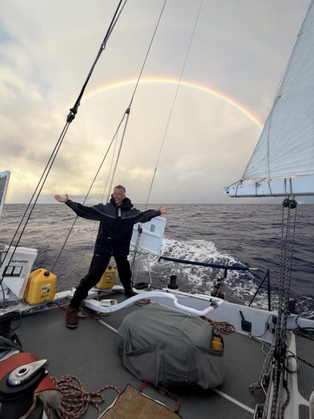 Marco shows the rainbow left after a meteor flashed through the sky.