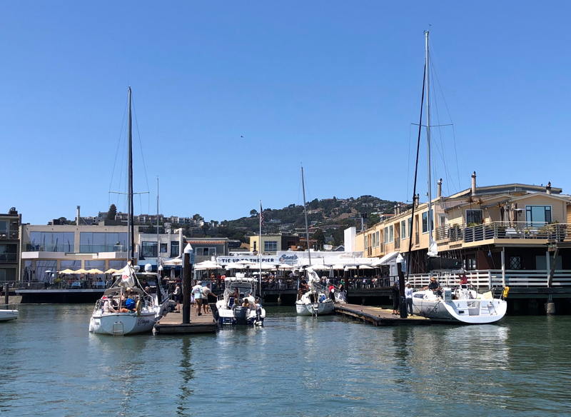 Sams remains one of the Bay Area favorites with its own guest docks but, here too, deep draft vessles don't want to get caught too being tied up close to the deck at low tide.