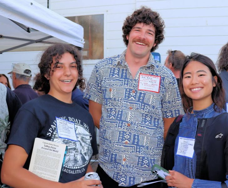 Spaulding apprentice, Jolene, with the timeless classic, Sailing Alone Around the World, met up with Mike and Yuen at the Crew Party.