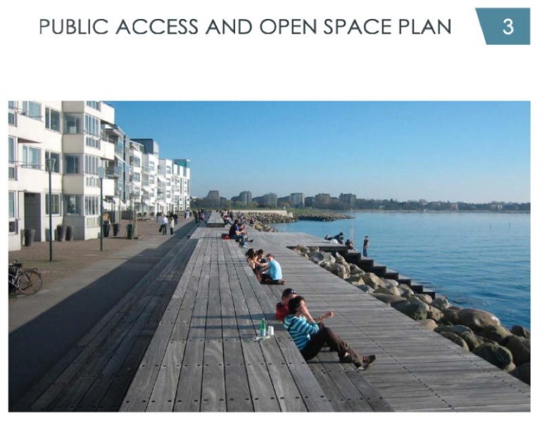 Rendering of 'Public waterfront access' in the submissions to the Alameda City Council.