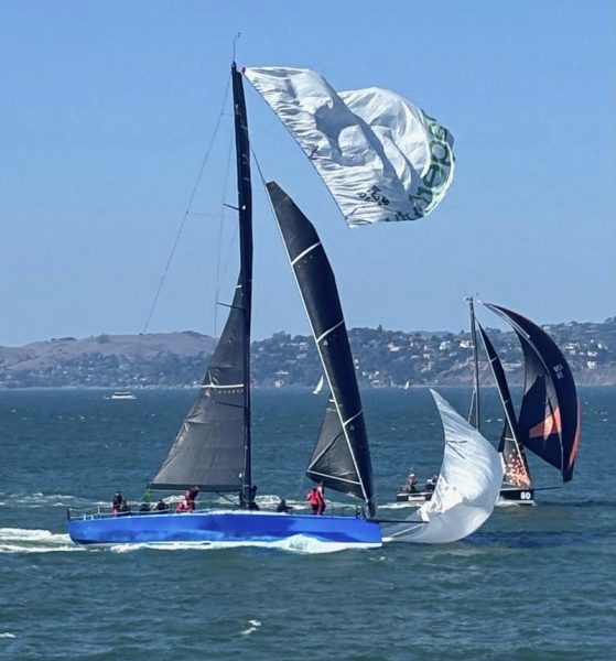 Lindsay Sullivan was on hand to catch the next moment as Bryce Dunwoodie crossed on his J/88 Ravenette.