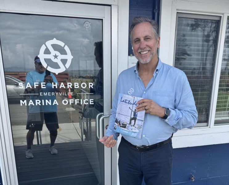 Loren Lovgren, Business Manager of Safe Harbor Emeryville wants you to know it is well-protected with a view of the Bay and has copies of the new Latitude 38.