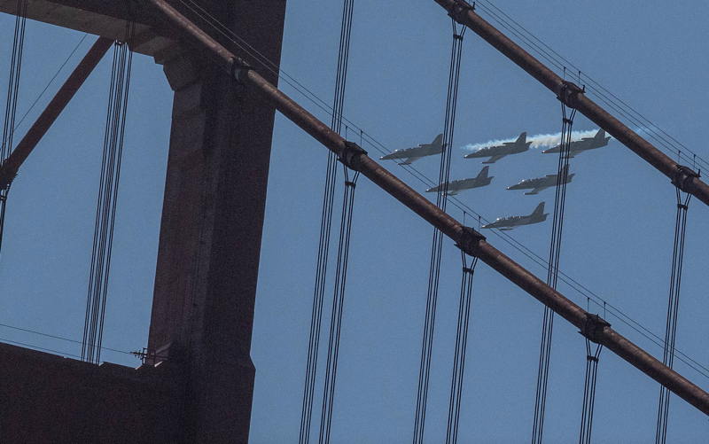 Jeff Berman captures the Golden Gate Bridge fly-through.