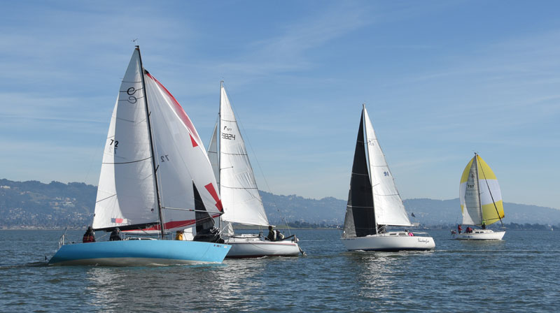 Boats passing, upwind and downwind