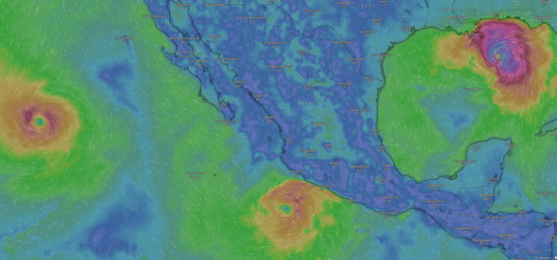 This morning, all three storms were offshore and strengthening.