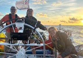 Coming up on the finish during the 2024 Pac Cup. 