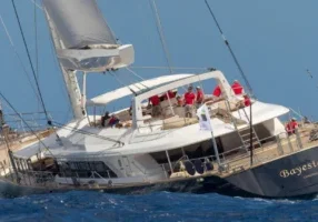 The superyacht Bayesian under sail. 