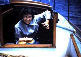 Ok, our mom started in the galley on her honeymoon with dad but went on to lots more sailing.