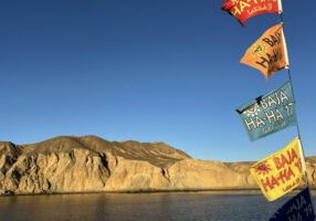 A small slice of the many Baja Ha-Ha burgees that have flown in Turtle Bay over the last 30 years. 