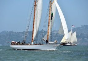 Man up the mast on a schooner