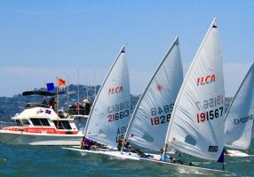 ILCAs at the starting line.