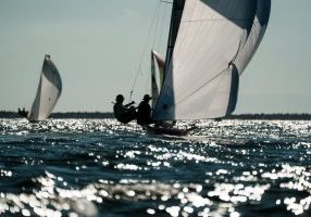 The West Coast I-14 Fleet was treated to picturesque conditions at ABYC's Turkey Day regatta. 