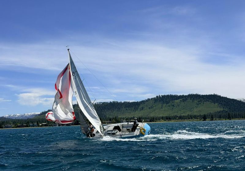 Broaching is better when done on Tahoe's blue water. 