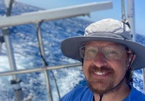 Josh Kali mid-ocean on the McIntyre Mini Globe Race.