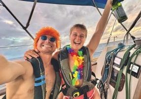 Jeremy and Maddie in "equator casual" for
their promotion from pollywogs to shellbacks.