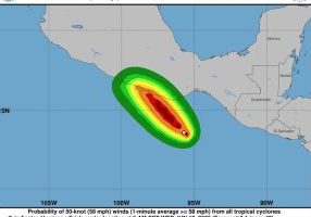 Tropical Storm Erick is intesifying looking to hit the Mexican coastline.