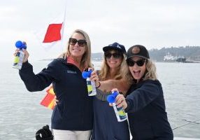 Kim Dumas and Guenivere King and friend launching the 2025 fleet in San Diego.