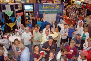Latitude 38 booth party A few of our friends stopped by to say hi at a recent boat show...